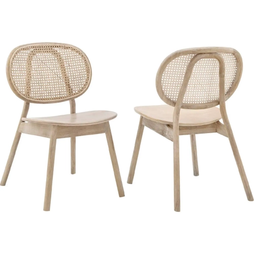 Malina Dining Chair in Gray Wood & Rattan (Set of 2)