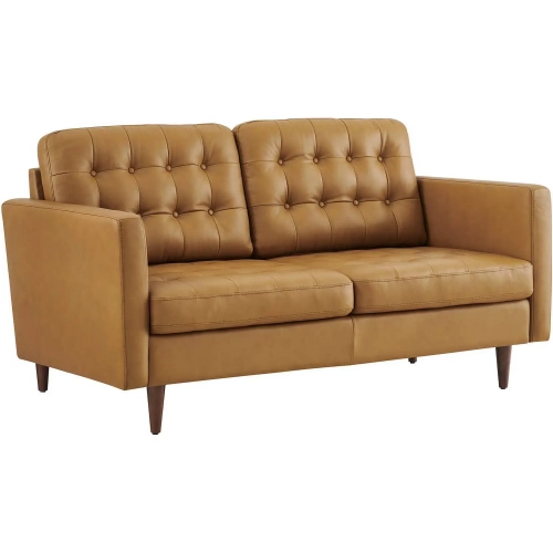 Exalt Loveseat in Tufted Tan Vegan Leather