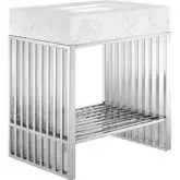 Gridiron 30" Bathroom Vanity in Silver Metal & White Faux Marble