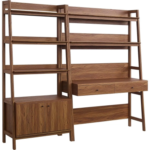 Bixby 2 Piece Desk & Bookcase Set in Walnut FInish