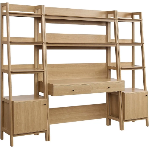 Bixby 3 Piece Desk & Bookcase Set in Oak FInish