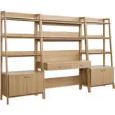 Bixby 3 Piece Desk & Bookcase Set in Oak FInish