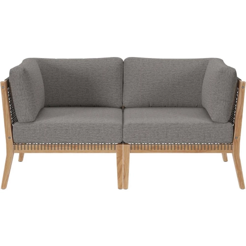 Clearwater Outdoor Loveseat in Gray Teak & Graphite Fabric