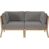 Clearwater Outdoor Loveseat in Gray Teak & Graphite Fabric