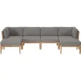 Clearwater Outdoor 6 Piece Sectional Sofa in Gray Teak & Graphite Fabric