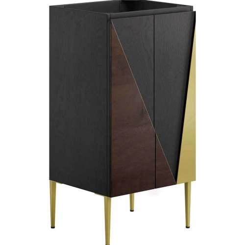 Alchemist 18" Bathroom Vanity Cabinet (Sink Not Included) in Black, Gold & Oak