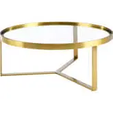 Relay Coffee Round Table in Gold Stainless Steel & Glass