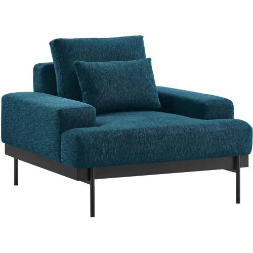 Proximity Arm Chair in Azure Blue Fabric & Metal