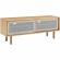 Kurtis 47" TV Stand in Oak Finish & White Metal Mesh