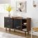 Kurtis 59" Sideboard in Walnut Finish & Black Metal Mesh