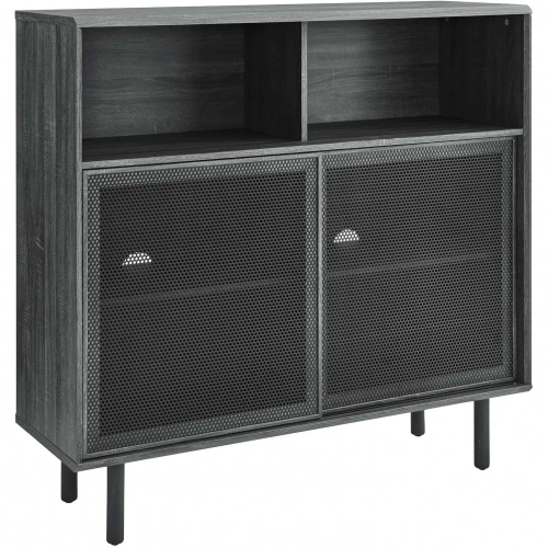 Kurtis 47" Display Cabinet in Charcoal Gray Finish & Black Metal Mesh