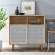 Kurtis 47" Display Cabinet in Oak Finish & White Metal Mesh