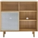 Kurtis 47" Display Cabinet in Oak Finish & White Metal Mesh