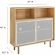 Kurtis 47" Display Cabinet in Oak Finish & White Metal Mesh