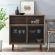 Kurtis 47" Display Cabinet in Walnut Finish & Black Metal Mesh