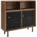 Kurtis 47" Display Cabinet in Walnut Finish & Black Metal Mesh