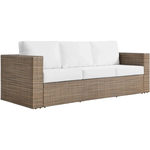 Convene Outdoor Sofa in Cappuccino PE Rattan & White Fabric