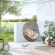 Encase Outdoor Swing Chair in Cappuccino PE Rattan & Beige Fabric