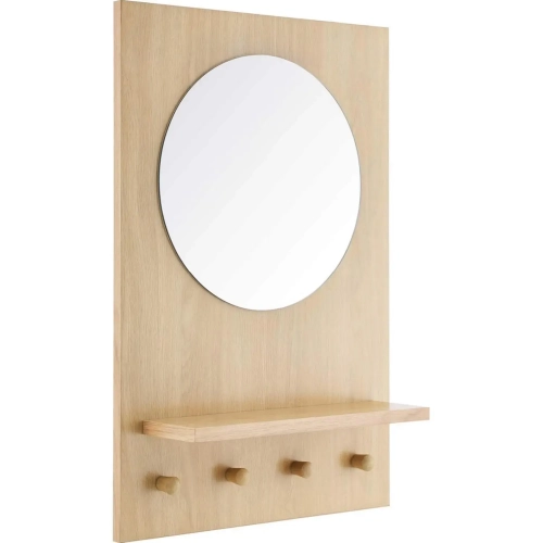 Glint Round Mirror in Oak Finish