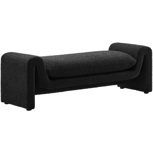 Waverly Bench in Black Boucle Fabric