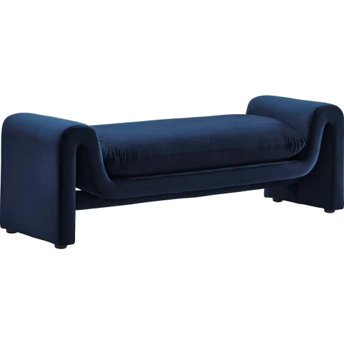 Waverly Bench in Midnight Blue Performance Velvet