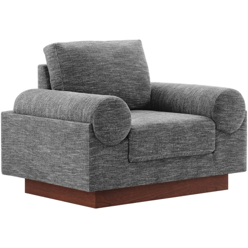 Oasis Accent Arm Chair in Gray Fabric & Wood