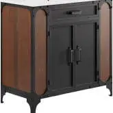 Steamforge 36" Bathroom Vanity in Wood Finish, Black Metal & White Ceramic