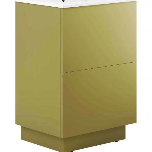 Quantum 24" Bathroom Vanity in Gold Finish & White Ceramic