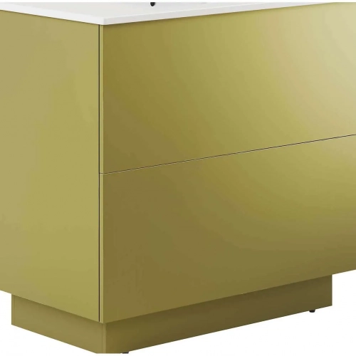 Quantum 36" Bathroom Vanity in Gold Finish & White Ceramic