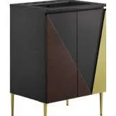 Alchemist 24" Bathroom Vanity in Black, Gold, Oak & Black Ceramic