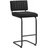 Parity Counter Stool in Black Metal & Channel Tufted Black Boucle Fabric (Set of 2)