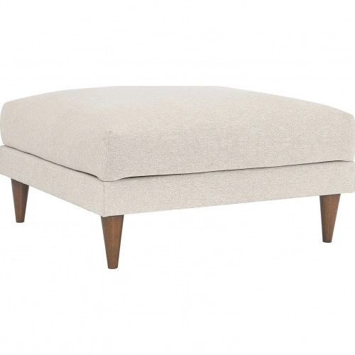 Zoya Down Filled Overstuffed Ottoman in Ivory  Fabric