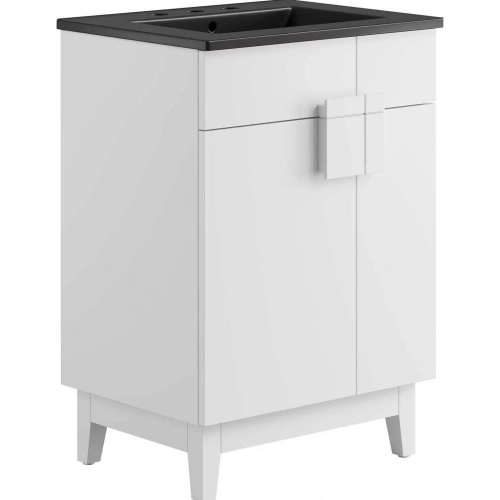 Miles 24" Bathroom Vanity in in Black Finish & Black Ceramic