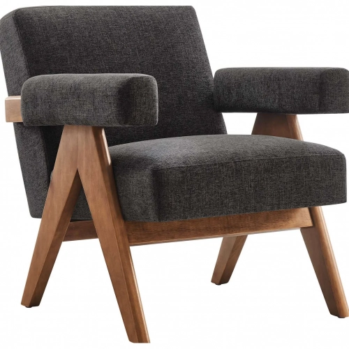 Lyra Accent Arm Chair in Dark Gray Fabric & Wood