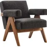 Lyra Accent Arm Chair in Dark Gray Fabric & Wood