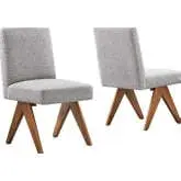 Lyra Dining Chair in Light Gray Boucle Fabric & Wood (Set of 2)