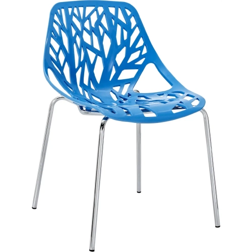 Stencil Dining Chair in Blue Plastic & Chrome