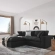 Commix Down Filled Overstuffed Sectional Sofa in Black Fabric
