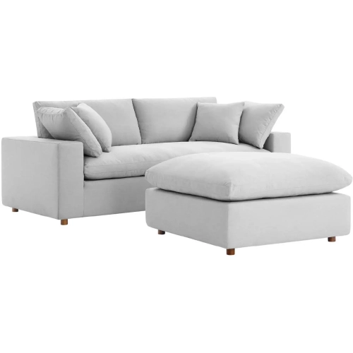 Commix Down Filled Overstuffed Sectional Sofa in Light Gray Fabric