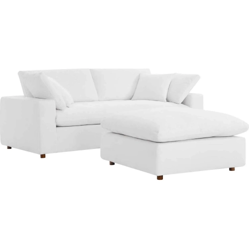 Commix Down Filled Overstuffed Sectional Sofa in Pure White Fabric