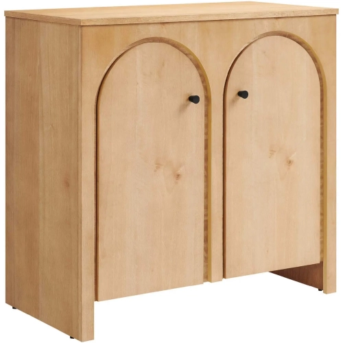 Appia 2 Door Arched Door Storage Cabinet in Oak Finish Wood