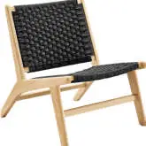 Saoirse Accent Lounge Chair in Black Woven Rope & Natural Finish Wood