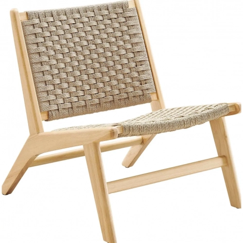 Saoirse Accent Lounge Chair in Natural Woven Rope & Natural Finish Wood