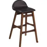 Juno Bar Stool in Wood & Brown Vegan Leather (Set of 2)