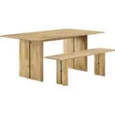 Amistad 72" Dining Table & Bench Set in Oak Finish Wood