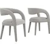 Pinnacle Dining Chair in Taupe Boucle Fabric & Silver Metal (Set of 2)