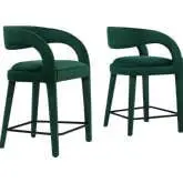 Pinnacle Counter Stool in Green Performance Velvet & Black Metal (Set of 2)