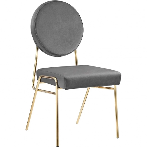 Craft Dining Chair in Gray Velvet & Gold Stainless Steel (Set of 2)