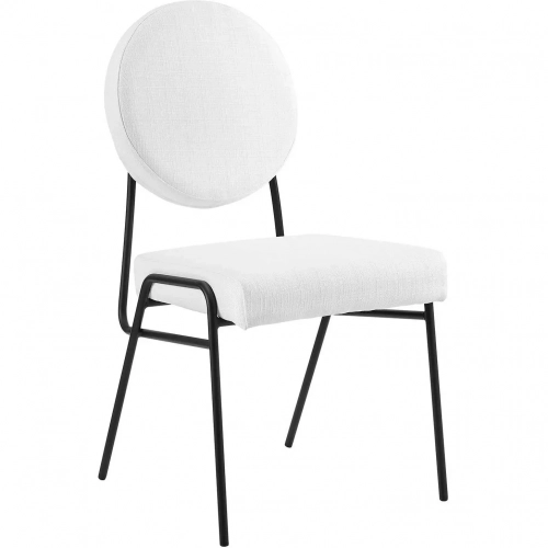 Craft Dining Chair in White Fabric & Black Stainless Steel (Set of 2)