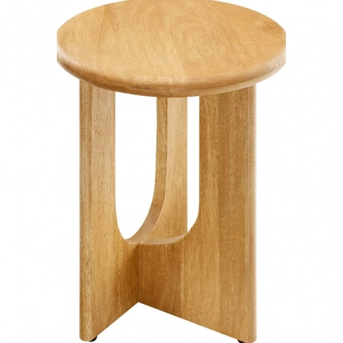 Rivian Round Side Table in Oak Finish Wood